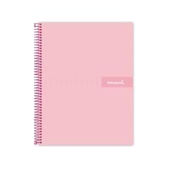 Cuaderno espiral liderpapel a5 micro crafty tapa forrada 120h 90 gr cuadro 5mm 5 bandas6 taladros color rosa - Imagen 1