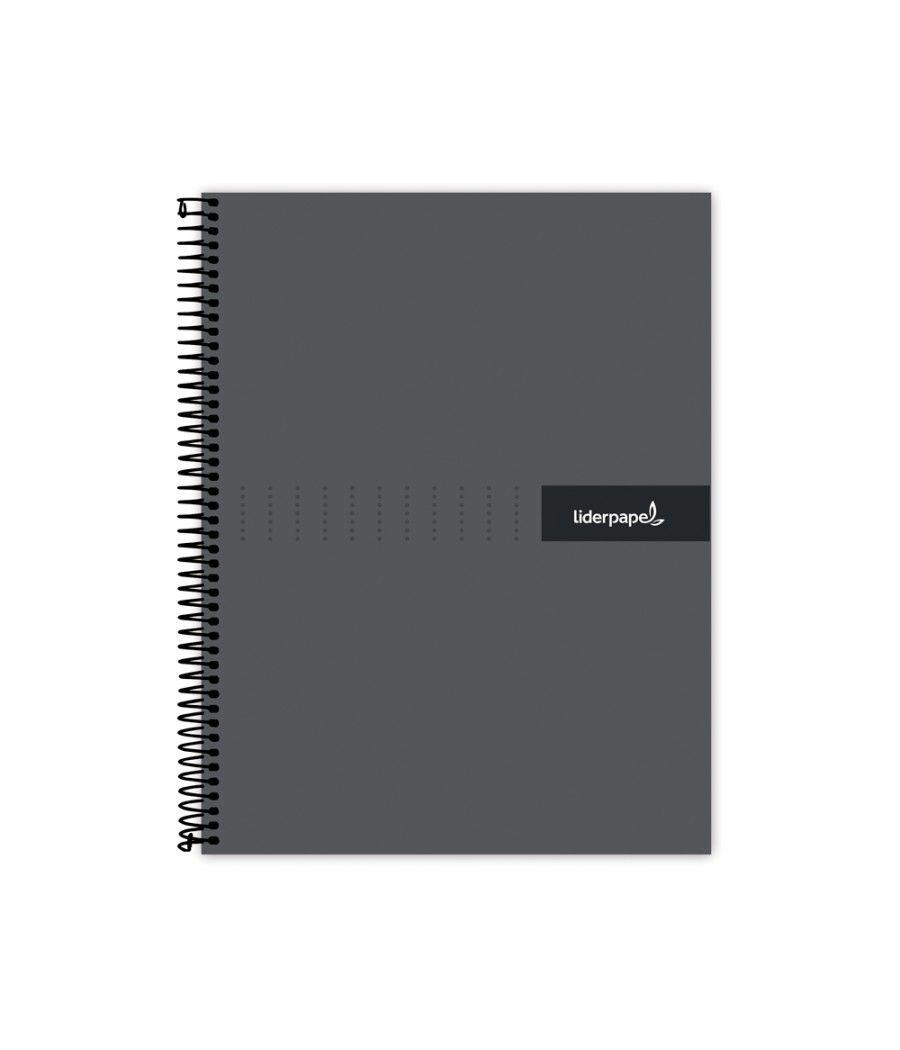 Cuaderno espiral liderpapel a5 micro crafty tapa forrada 120h 90 gr cuadro 5mm 5 bandas6 taladros color negro - Imagen 1