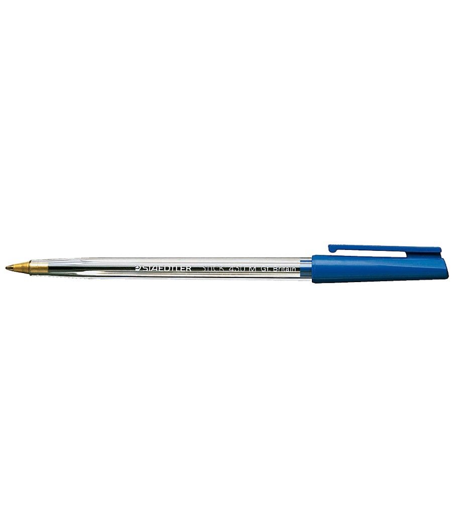 Bolígrafo staedtler stick azul con capuchón - Imagen 1