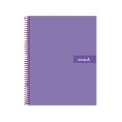 Cuaderno espiral liderpapel a5 micro crafty tapa forrada 120h 90 gr cuadro 5mm 5 bandas6 taladros color violeta - Imagen 1