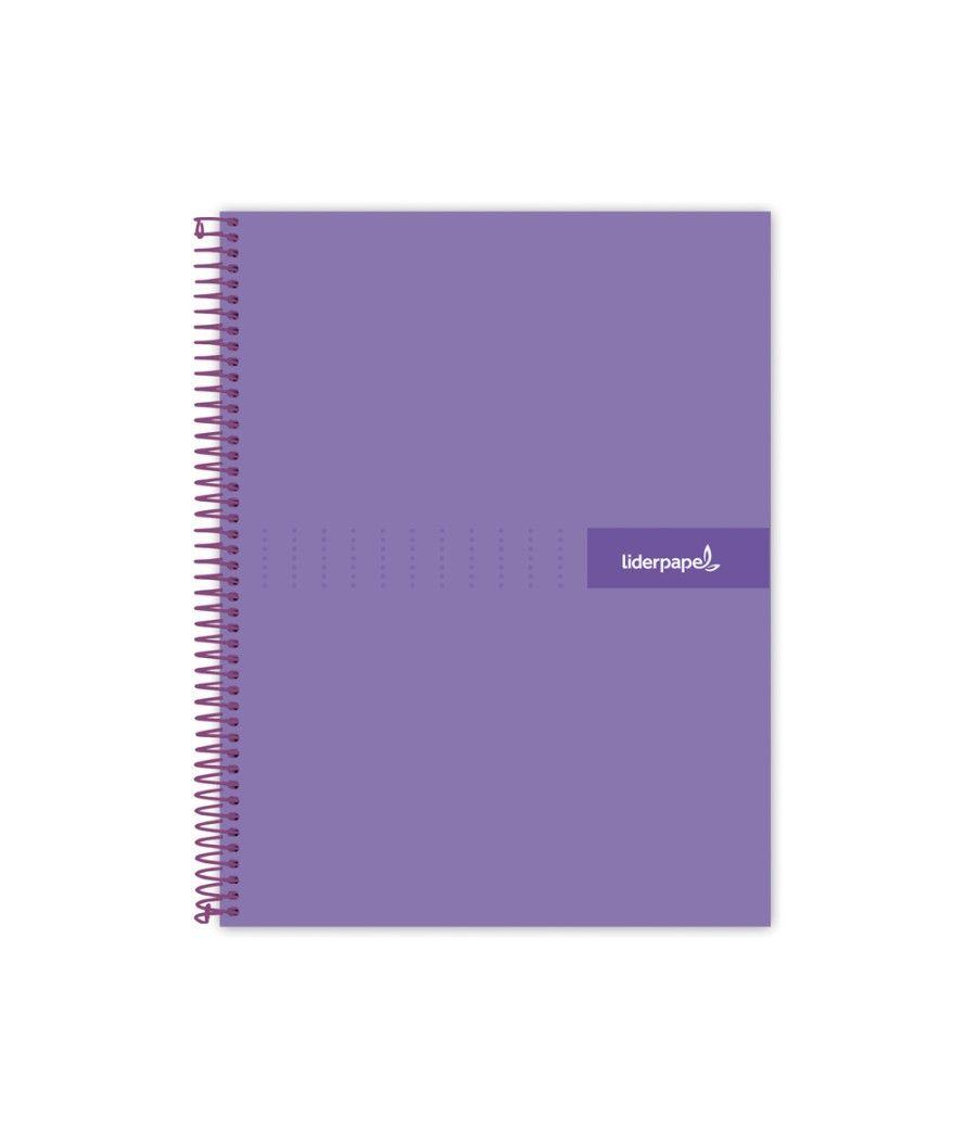 Cuaderno espiral liderpapel a5 micro crafty tapa forrada 120h 90 gr cuadro 5mm 5 bandas6 taladros color violeta - Imagen 1