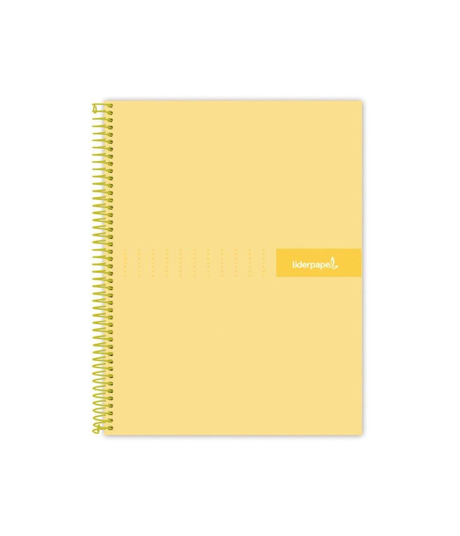 Cuaderno espiral liderpapel a5 micro crafty tapa forrada 120h 90 gr cuadro 5mm 5 bandas6 taladros color amarillo - Imagen 1