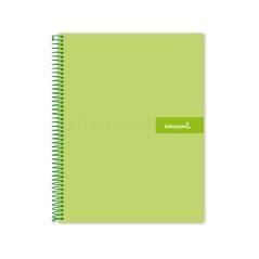 Cuaderno espiral liderpapel a5 micro crafty tapa forrada 120h 90 gr cuadro 5mm 5 bandas6 taladros color verde - Imagen 1