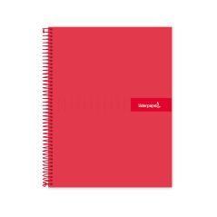 Cuaderno espiral liderpapel a5 micro crafty tapa forrada 120h 90 gr cuadro 5mm 5 bandas6 taladros color rojo - Imagen 1