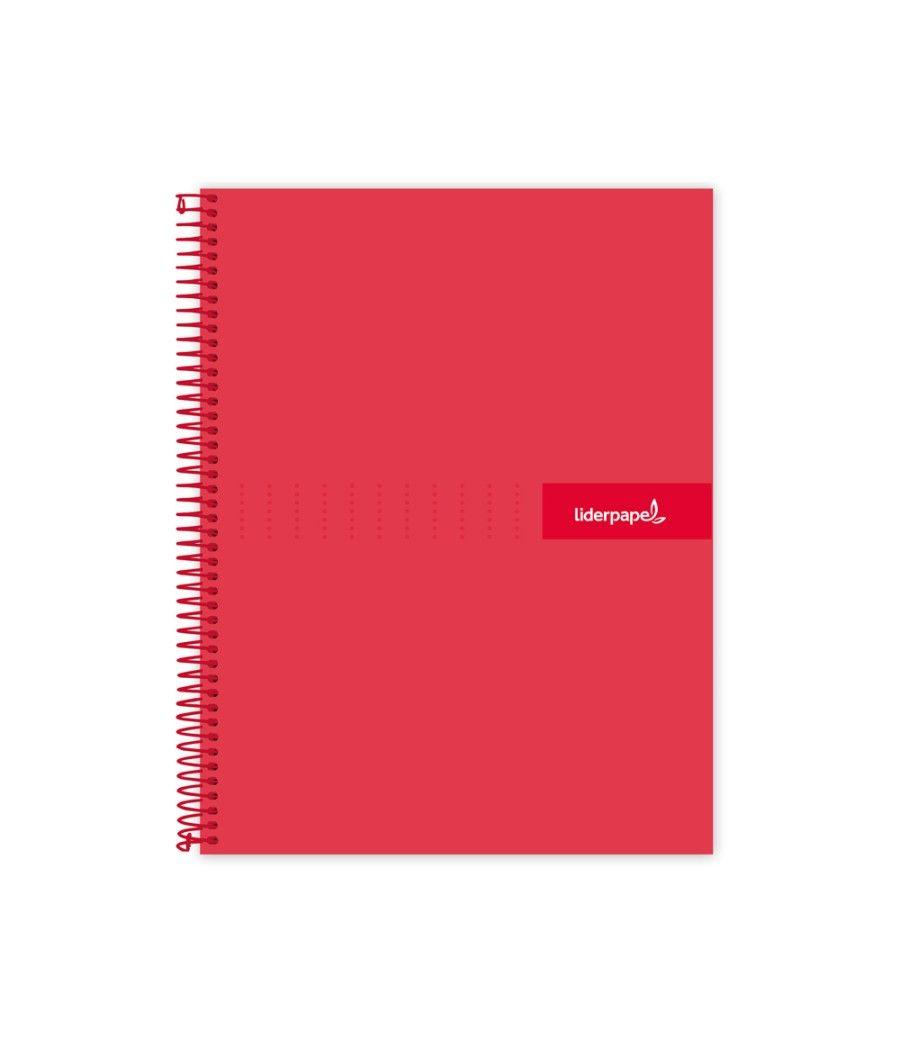 Cuaderno espiral liderpapel a5 micro crafty tapa forrada 120h 90 gr cuadro 5mm 5 bandas6 taladros color rojo - Imagen 1