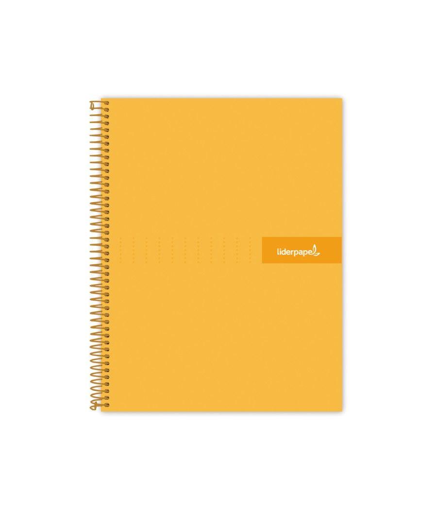 Cuaderno espiral liderpapel a5 micro crafty tapa forrada 120h 90 gr cuadro 5mm 5 bandas6 taladros color naranja - Imagen 1