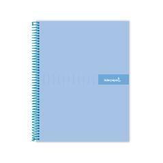 Cuaderno espiral liderpapel a5 micro crafty tapa forrada 120h 90 gr cuadro 5mm 5 bandas6 taladros color celeste - Imagen 1