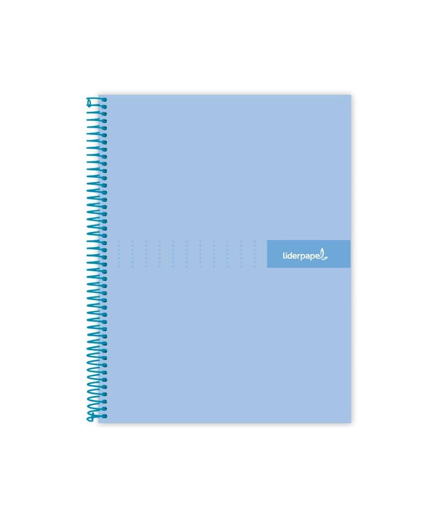 Cuaderno espiral liderpapel a5 micro crafty tapa forrada 120h 90 gr cuadro 5mm 5 bandas6 taladros color celeste - Imagen 1