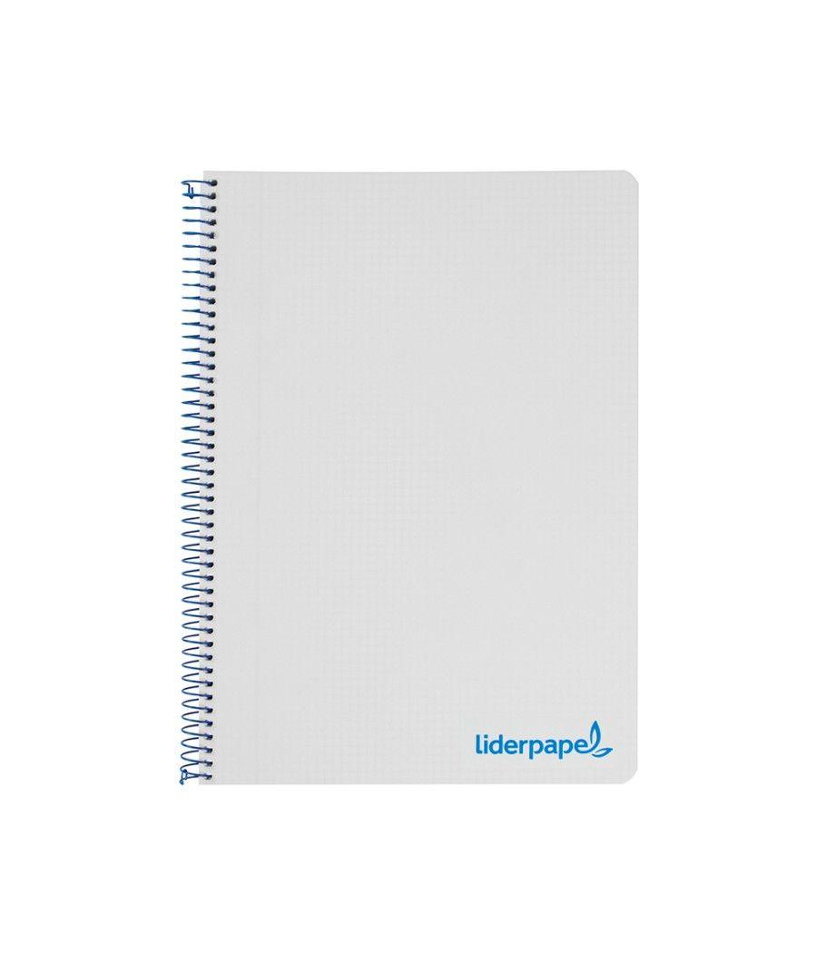 Cuaderno espiral liderpapel a5 micro wonder tapa plástico 120h 90g cuadro 5mm 5 bandas 6 taladros color gris - Imagen 1