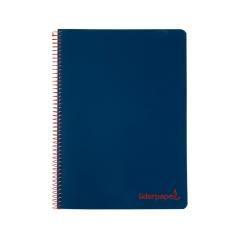 Cuaderno espiral liderpapel a5 micro wonder tapa plástico 120h 90g cuadro 5mm 5 bandas 6 taladros color azul marino - Imagen 1