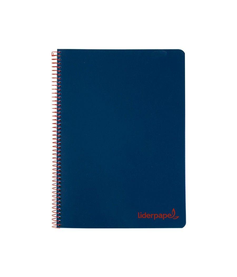 Cuaderno espiral liderpapel a5 micro wonder tapa plástico 120h 90g cuadro 5mm 5 bandas 6 taladros color azul marino - Imagen 1