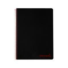 Cuaderno espiral liderpapel a5 micro wonder tapa plástico 120h 90g cuadro 5mm 5 bandas 6 taladros color negro - Imagen 1