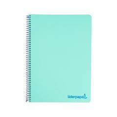 Cuaderno espiral liderpapel a5 micro wonder tapa plástico 120h 90g cuadro 5mm 5 bandas 6 taladros color verde - Imagen 1