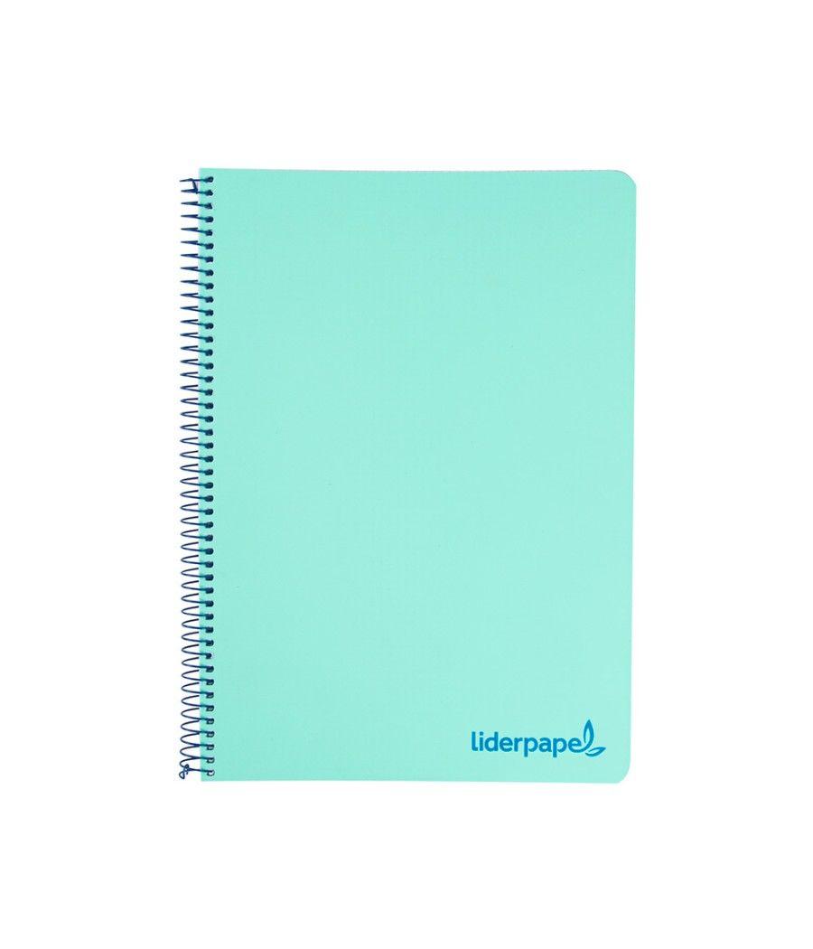 Cuaderno espiral liderpapel a5 micro wonder tapa plástico 120h 90g cuadro 5mm 5 bandas 6 taladros color verde - Imagen 1