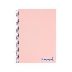 Cuaderno espiral liderpapel a5 micro wonder tapa plástico 120h 90g cuadro 5mm 5 bandas 6 taladros color rosa - Imagen 1