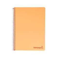 Cuaderno espiral liderpapel a5 micro wonder tapa plástico 120h 90g cuadro 5mm 5 bandas 6 taladros color naranja - Imagen 1