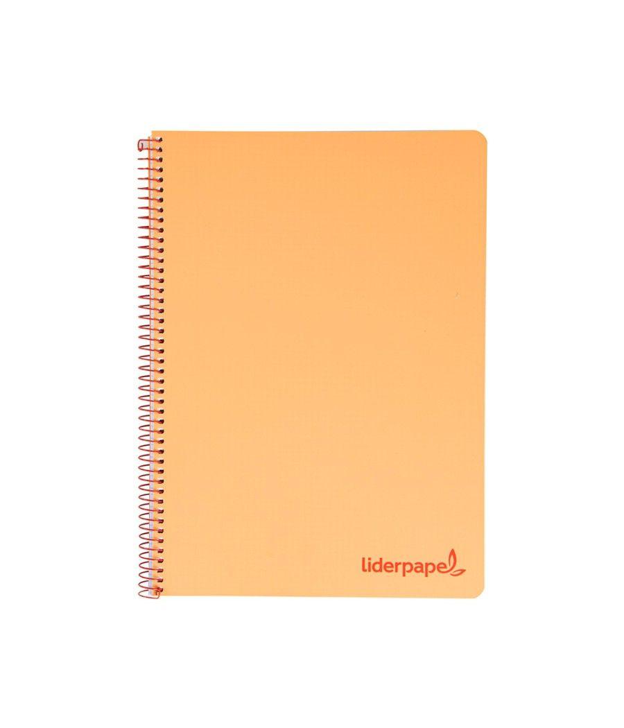 Cuaderno espiral liderpapel a5 micro wonder tapa plástico 120h 90g cuadro 5mm 5 bandas 6 taladros color naranja - Imagen 1