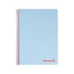 Cuaderno espiral liderpapel a5 micro wonder tapa plástico 120h 90g cuadro 5mm 5 bandas 6 taladros color celeste - Imagen 1