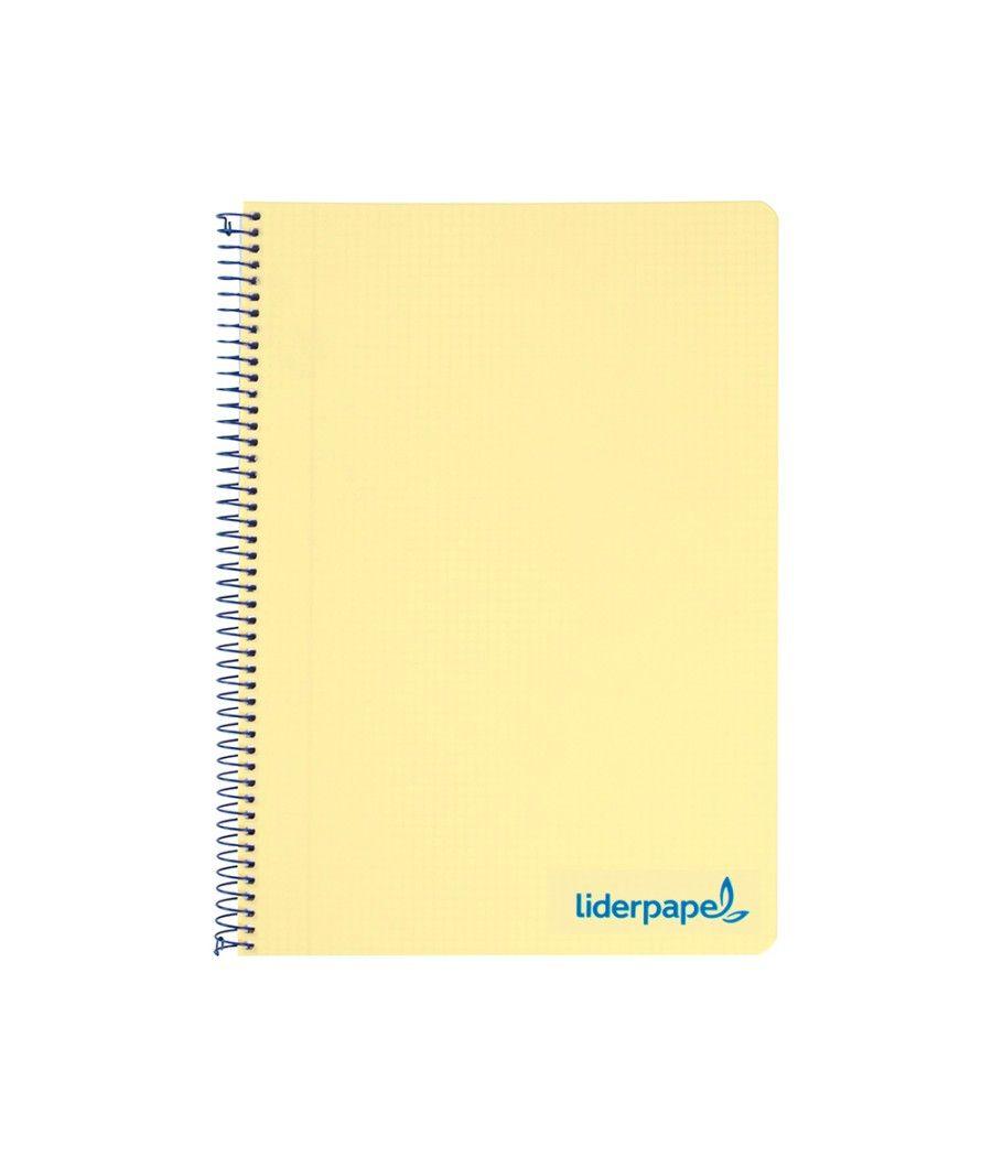 Cuaderno espiral liderpapel a5 micro wonder tapa plástico 120h 90g cuadro 5mm 5 bandas 6 taladros color amarillo - Imagen 1