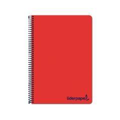 Cuaderno espiral liderpapel a4 wonder tapa plástico 80h 90gr cuadro 4mm con margen color rojo - Imagen 1