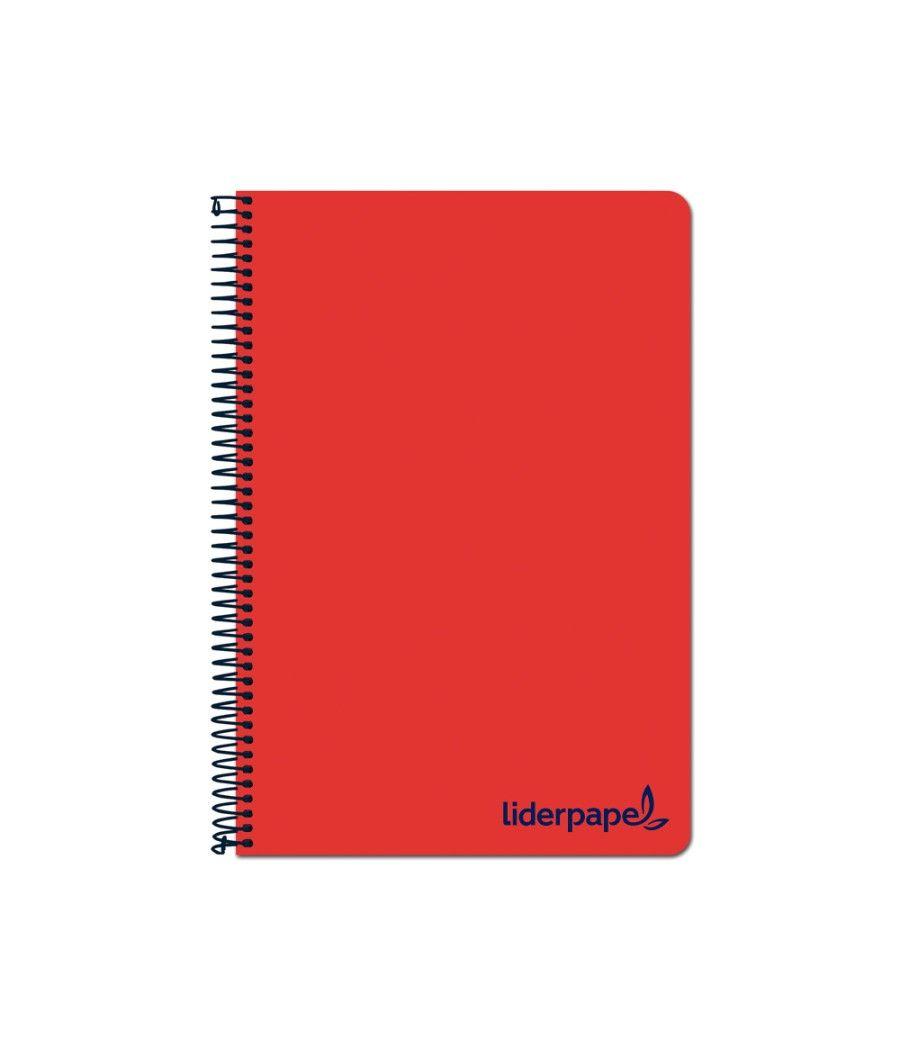 Cuaderno espiral liderpapel a4 wonder tapa plástico 80h 90gr cuadro 4mm con margen color rojo - Imagen 1