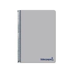 Cuaderno espiral liderpapel a4 wonder tapa plástico 80h 90gr cuadro 4mm con margen color gris - Imagen 1