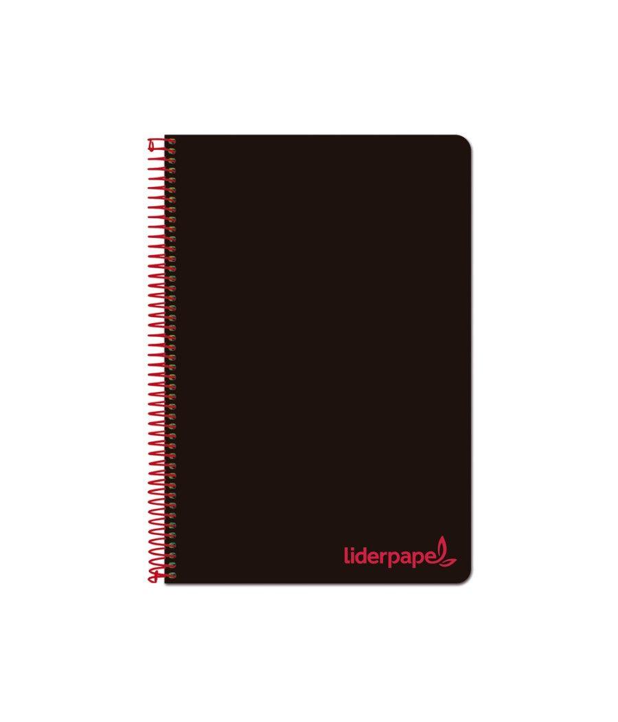 Cuaderno espiral liderpapel a4 wonder tapa plástico 80h 90gr cuadro 4mm con margen color negro - Imagen 1