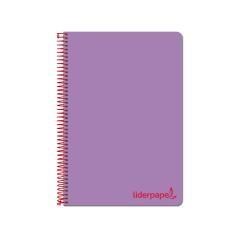 Cuaderno espiral liderpapel a4 wonder tapa plástico 80h 90gr cuadro 4mm con margen color violeta - Imagen 1