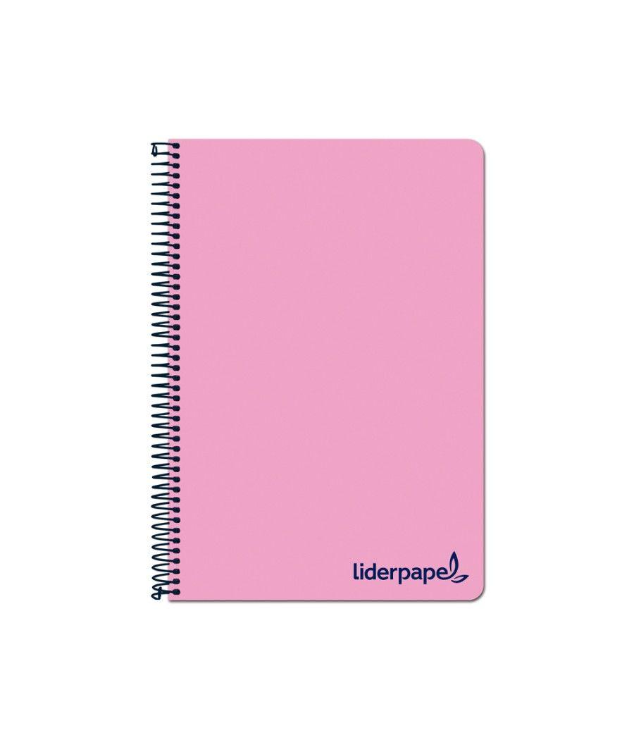 Cuaderno espiral liderpapel a4 wonder tapa plástico 80h 90gr cuadro 4mm con margen color rosa - Imagen 1