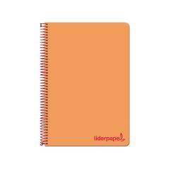 Cuaderno espiral liderpapel a4 wonder tapa plástico 80h 90gr cuadro 4mm con margen color naranja - Imagen 1