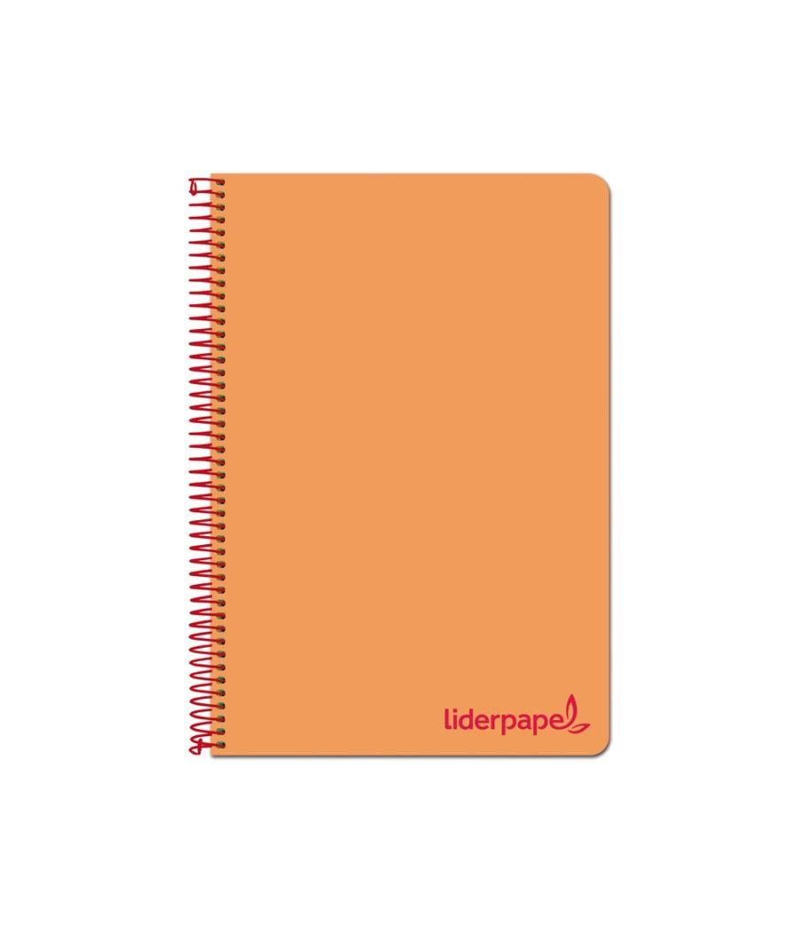 Cuaderno espiral liderpapel a4 wonder tapa plástico 80h 90gr cuadro 4mm con margen color naranja - Imagen 1