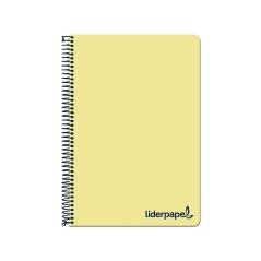 Cuaderno espiral liderpapel a4 wonder tapa plástico 80h 90gr cuadro 4mm con margen color amarillo - Imagen 1