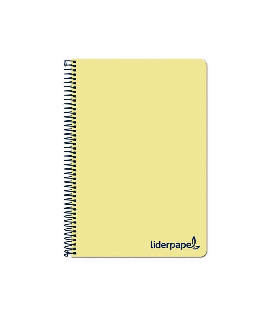 Cuaderno espiral liderpapel a4 wonder tapa plástico 80h 90gr cuadro 4mm con margen color amarillo - Imagen 1