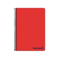 Cuaderno espiral liderpapel a4 micro wonder tapa plástico 120h 90 gr cuadro 5 mm 5 bandas 4 taladros color rojo - Imagen 1