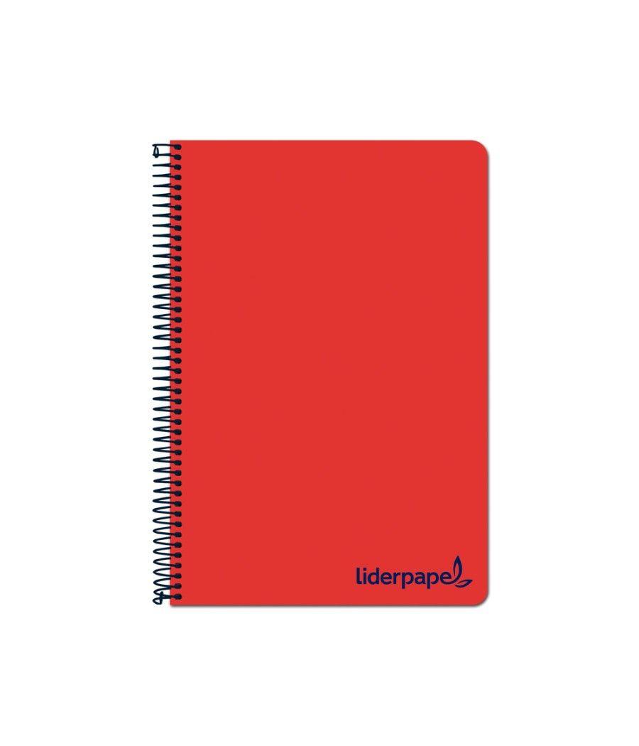 Cuaderno espiral liderpapel a4 micro wonder tapa plástico 120h 90 gr cuadro 5 mm 5 bandas 4 taladros color rojo - Imagen 1