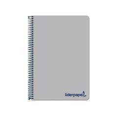 Cuaderno espiral liderpapel a4 micro wonder tapa plástico 120h 90 gr cuadro 5 mm 5 bandas 4 taladros color gris - Imagen 1