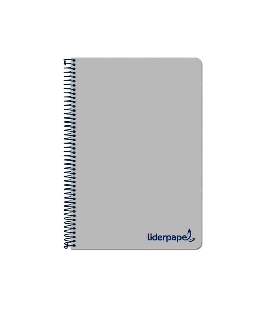 Cuaderno espiral liderpapel a4 micro wonder tapa plástico 120h 90 gr cuadro 5 mm 5 bandas 4 taladros color gris - Imagen 1