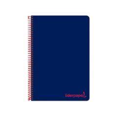 Cuaderno espiral liderpapel a4 micro wonder tapa plástico 120h 90 gr cuadro 5 mm 5 banda4 taladros color azul marino - Imagen 1