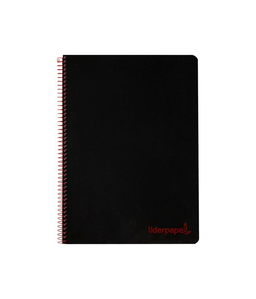 Cuaderno espiral liderpapel a4 micro wonder tapa plástico 120h 90 gr cuadro 5 mm 5 bandas 4 taladros color negro - Imagen 1