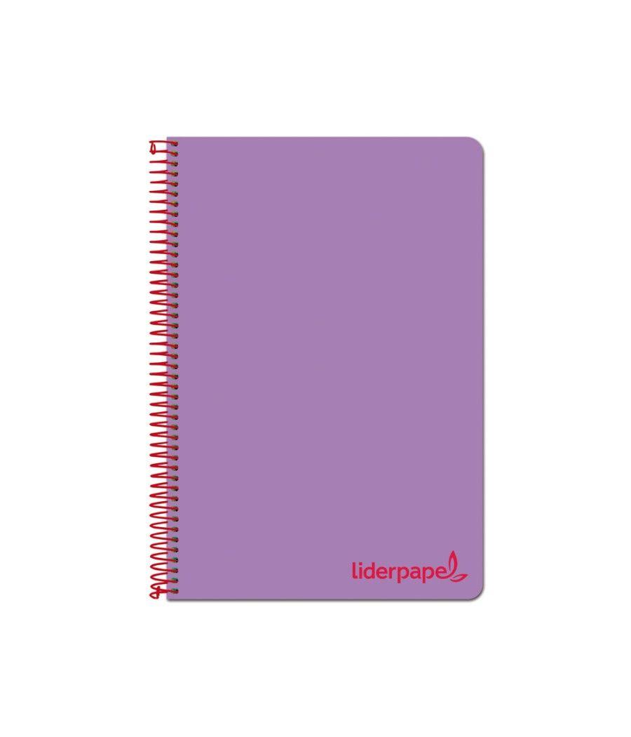 Cuaderno espiral liderpapel a4 micro wonder tapa plástico 120h 90 gr cuadro 5 mm 5 banda4 taladros color lila - Imagen 1