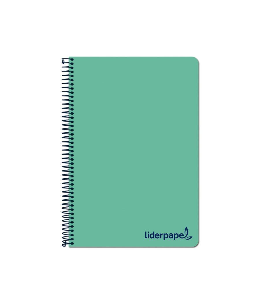 Cuaderno espiral liderpapel a4 micro wonder tapa plástico 120h 90 gr cuadro 5 mm 5 bandas 4 taladros color verde - Imagen 1