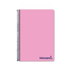 Cuaderno espiral liderpapel a4 micro wonder tapa plástico 120h 90 gr cuadro 5 mm 5 bandas 4 taladros color rosa - Imagen 1