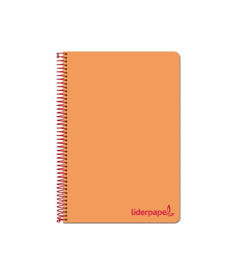 Cuaderno espiral liderpapel a4 micro wonder tapa plástico 120h 90 gr cuadro 5 mm 5 banda4 taladros color naranja - Imagen 1