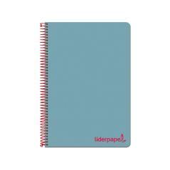 Cuaderno espiral liderpapel a4 micro wonder tapa plástico 120h 90 gr cuadro 5 mm 5 banda4 taladros color celeste - Imagen 1