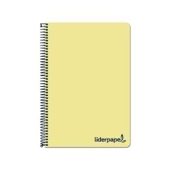 Cuaderno espiral liderpapel a4 micro wonder tapa plástico 120h 90 gr cuadro 5 mm 5 banda4 taladros color amarillo - Imagen 1