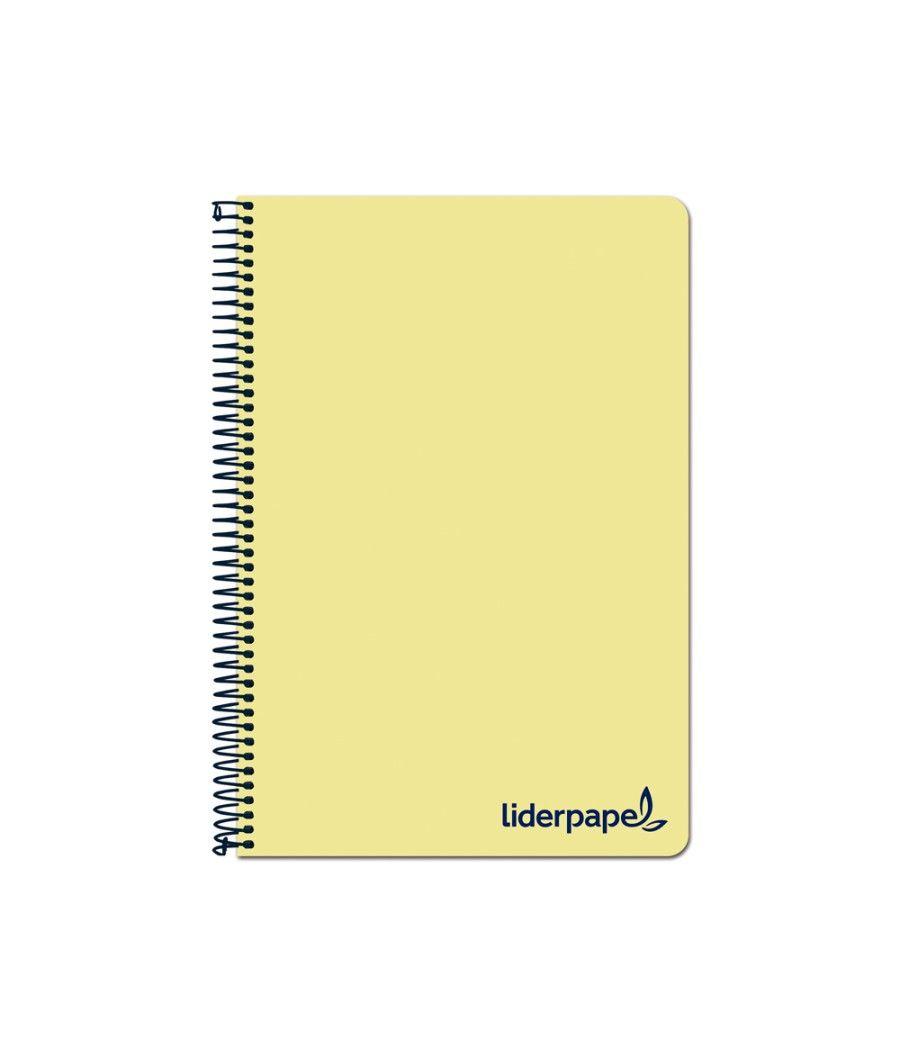 Cuaderno espiral liderpapel a4 micro wonder tapa plástico 120h 90 gr cuadro 5 mm 5 banda4 taladros color amarillo - Imagen 1