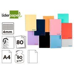 Cuaderno espiral liderpapel a4 wonder tapa plástico 80h 90gr cuadro 4mm con margen colores surtidos - Imagen 1