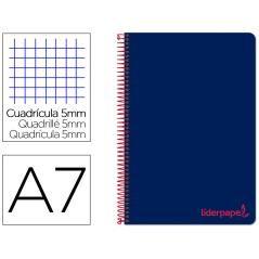 Cuaderno espiral liderpapel a7 micro wonder tapa plástico 100h 90 gr cuadro 5mm 4 bandas color azul marino - Imagen 1