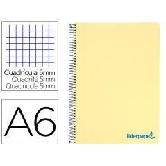 Cuaderno espiral liderpapel a6 micro wonder tapa plástico 120h 90 gr cuadro 5mm 4 bandas color amarillo - Imagen 1