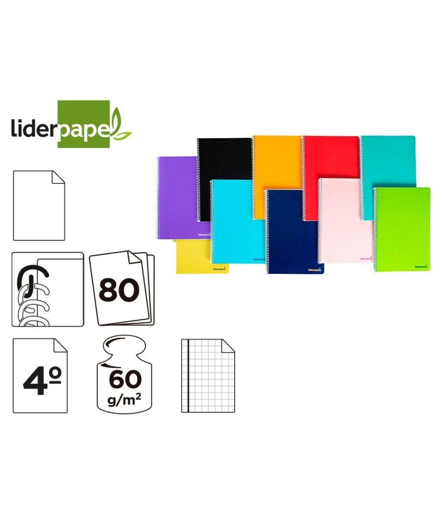 Cuaderno espiral liderpapel cuarto smart tapa blanda 80h 60gr liso sin margen colores surtidos - Imagen 1